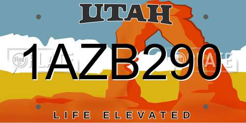 1AZB290 Utah License Plate