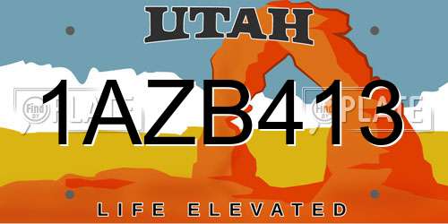 1AZB413 Utah License Plate