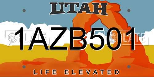 1AZB501 Utah License Plate