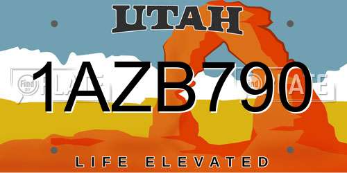 1AZB790 Utah License Plate