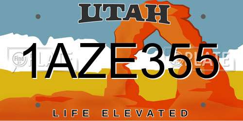 1AZE355 Utah License Plate