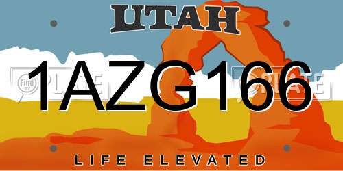 1AZG166 Utah License Plate