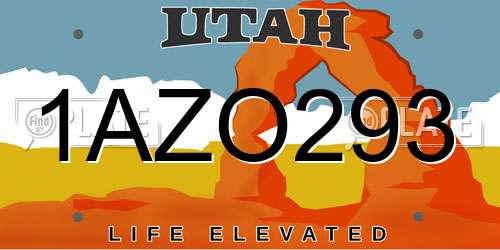 1AZO293 Utah License Plate
