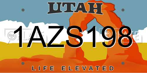 1AZS198 Utah License Plate