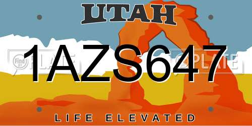 1AZS647 Utah License Plate