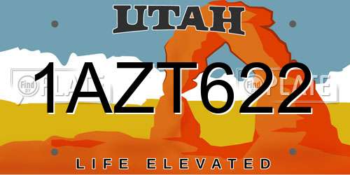 1AZT622 Utah License Plate