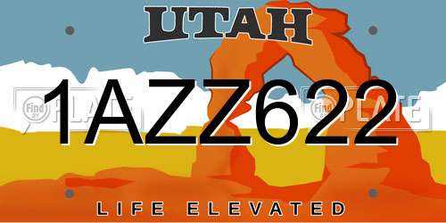 1AZZ622 Utah License Plate