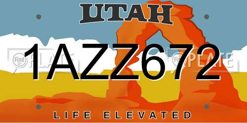 1AZZ672 Utah License Plate