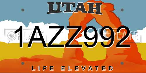 1AZZ992 Utah License Plate