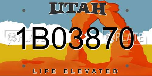 1B03870 Utah License Plate