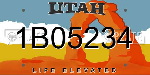 1B05234 Utah License Plate
