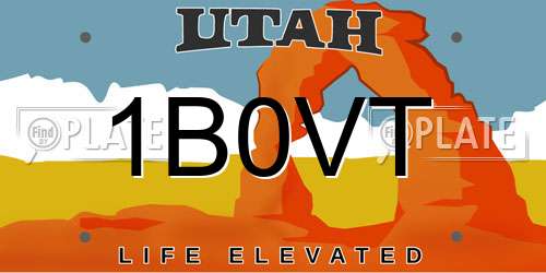 1B0VT Utah License Plate