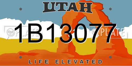 1B13077 Utah License Plate