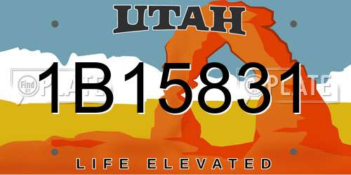 1B15831 Utah License Plate