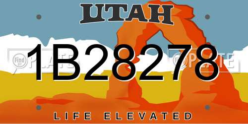 1B28278 Utah License Plate