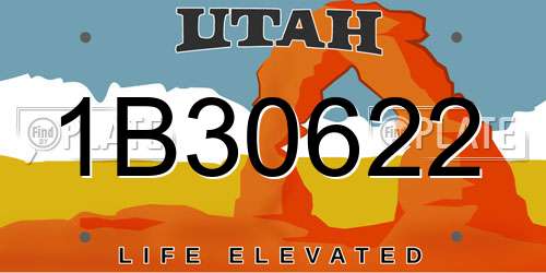 1B30622 Utah License Plate