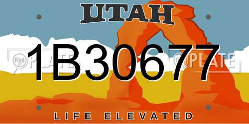 1B30677 Utah License Plate