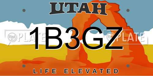 1B3GZ Utah License Plate