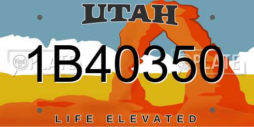 1B40350 Utah License Plate