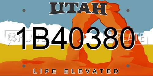 1B40380 Utah License Plate