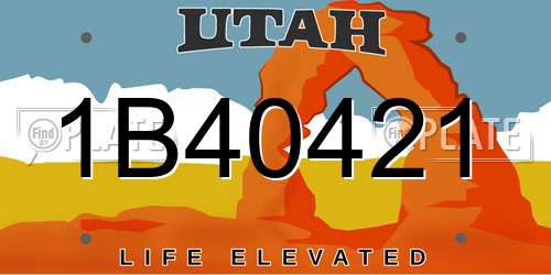 1B40421 Utah License Plate