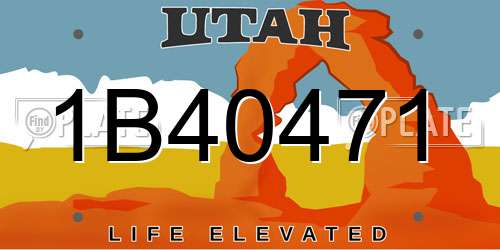 1B40471 Utah License Plate