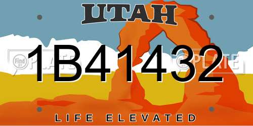1B41432 Utah License Plate