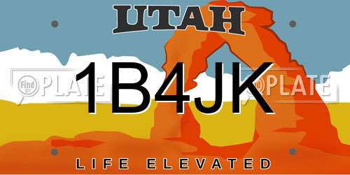 1B4JK Utah License Plate