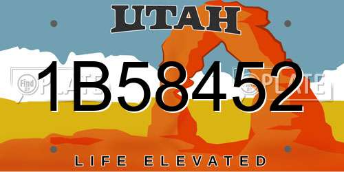 1B58452 Utah License Plate
