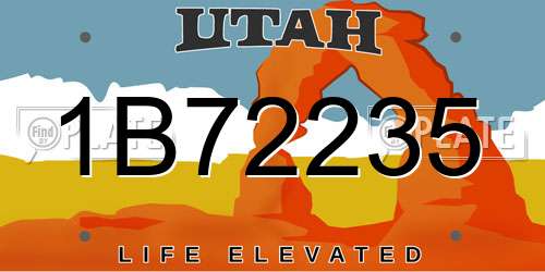 1B72235 Utah License Plate