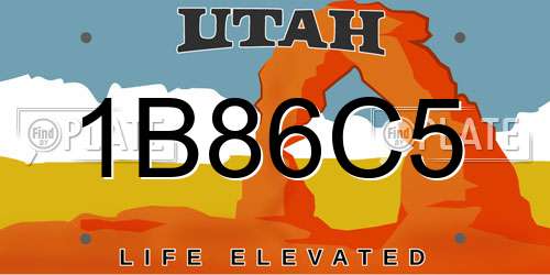 1B86C5 Utah License Plate
