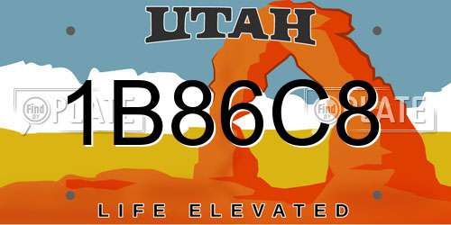 1B86C8 Utah License Plate