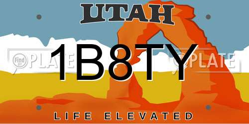 1B8TY Utah License Plate