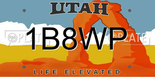 1B8WP Utah License Plate