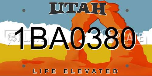 1BA0380 Utah License Plate