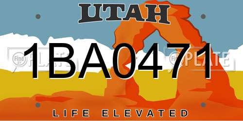 1BA0471 Utah License Plate