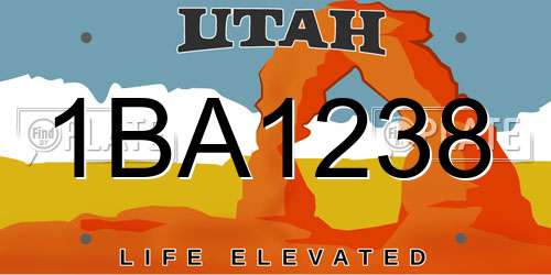 1BA1238 Utah License Plate