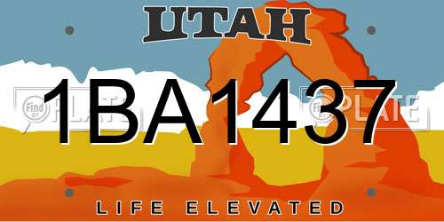 1BA1437 Utah License Plate