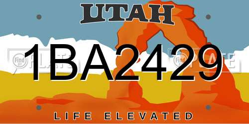 1BA2429 Utah License Plate