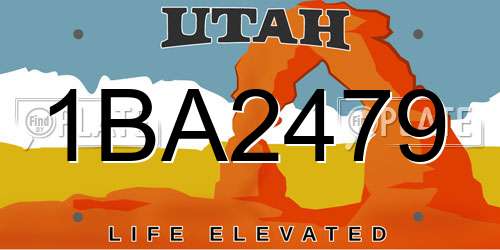 1BA2479 Utah License Plate