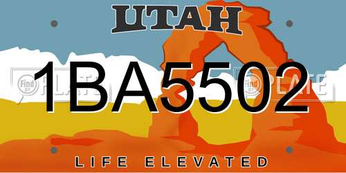 1BA5502 Utah License Plate