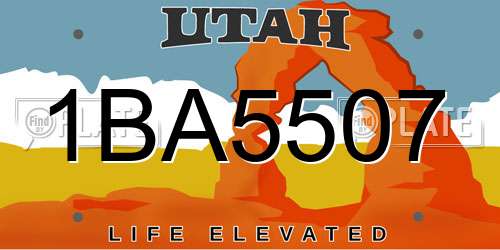 1BA5507 Utah License Plate
