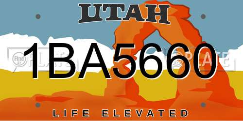 1BA5660 Utah License Plate