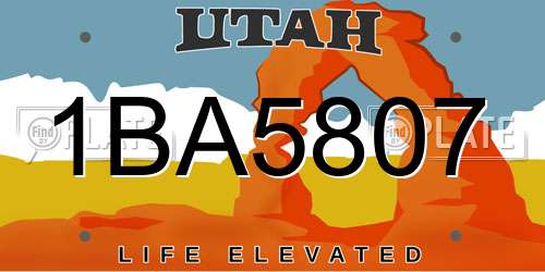 1BA5807 Utah License Plate