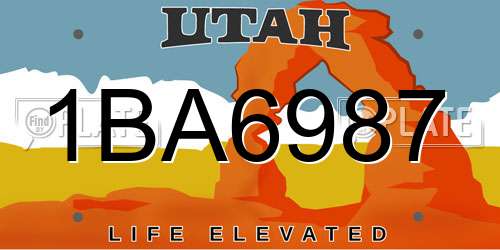 1BA6987 Utah License Plate