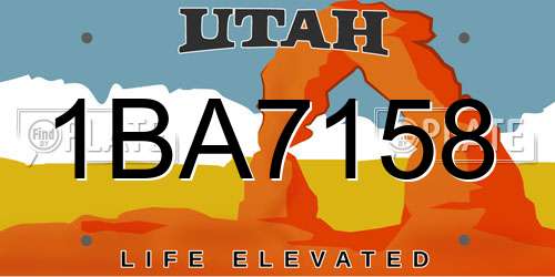 1BA7158 Utah License Plate