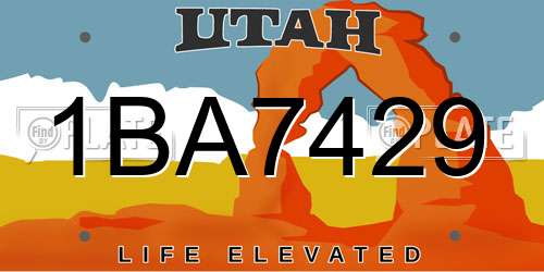 1BA7429 Utah License Plate