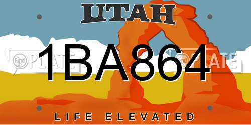 1BA864 Utah License Plate