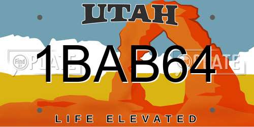 1BAB64 Utah License Plate