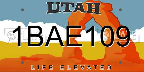 1BAE109 Utah License Plate